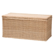 bali & pari Caden Braided Natural Rattan Chest with Lift -top Lid - Coastal Boho Style Storage Bench for Bedroom, Entryway, or Living Room Organization Baxton Studio restaurant furniture, hotel furniture, commercial furniture, wholesale bedroom furniture, wholesale storage ottoman, classic storage ottoman